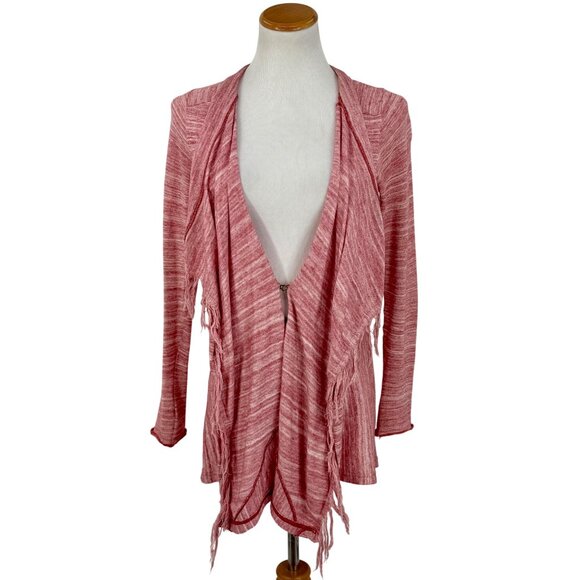 VTG Free People Pink Fringe Bow Back Cardigan | Coquette Coastal Boho Balletcore - Picture 12 of 16